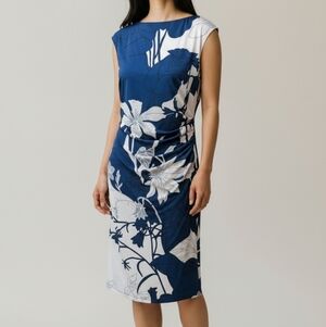 Lauren Floral Blue and White Dress